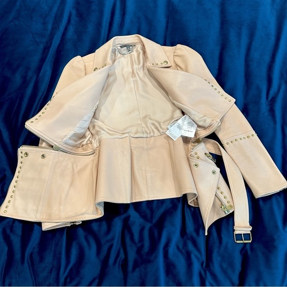 Alexander McQueen Belted Blush Leather Stud Zipper Jacket 40/S - Picture 5 of 14